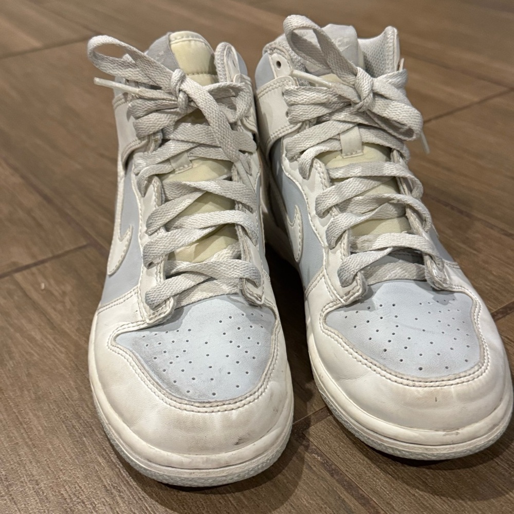 Nike Dunk High White Gray Purple Athletic Leather Shoes Sneakers Size 3Y - Picture 4 of 7